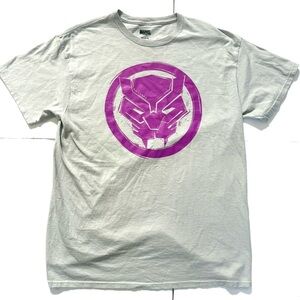Marvel Black Panther T-Shirt Gray Purple Graphic Print Large Men's
